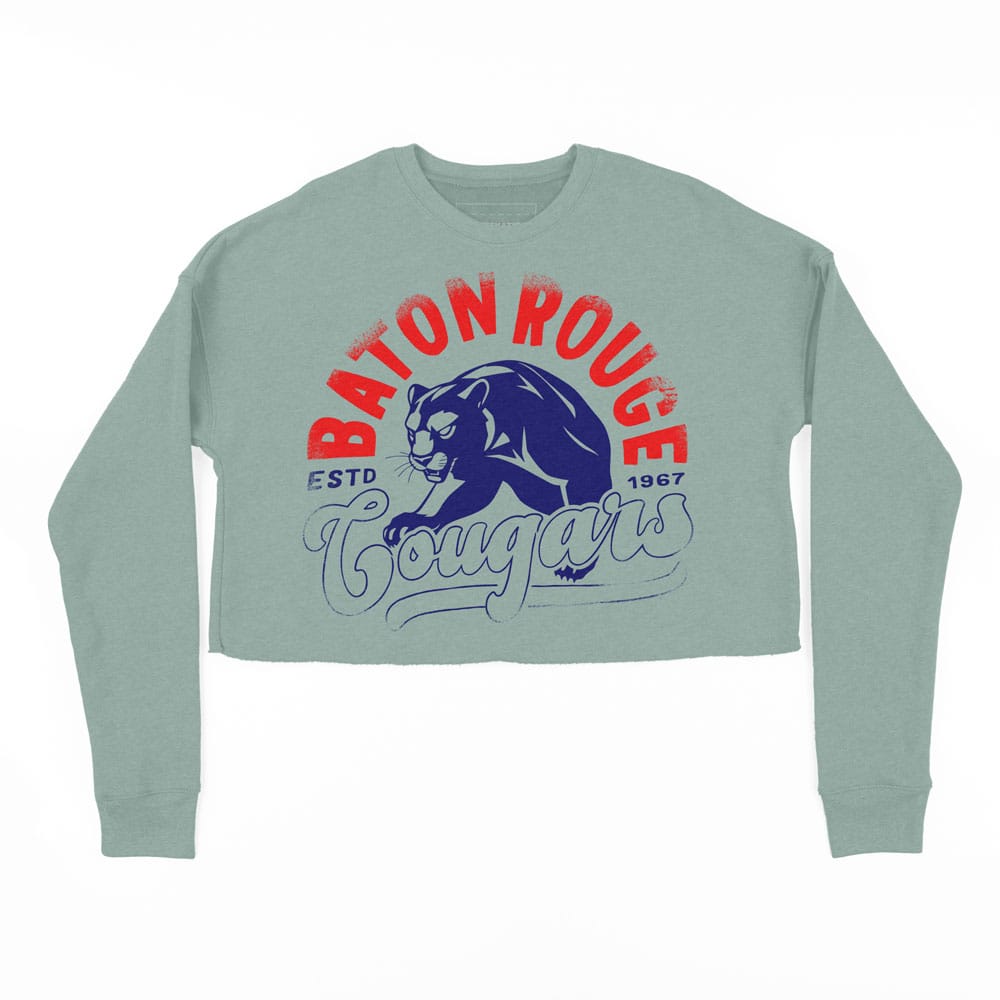 Baton Rouge Cougars 1976 Crop Sweatshirt – Vintage Baseball, Modern Fit