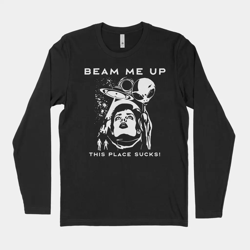 Beam Me Up This Place Sucks raglan sleeve tee