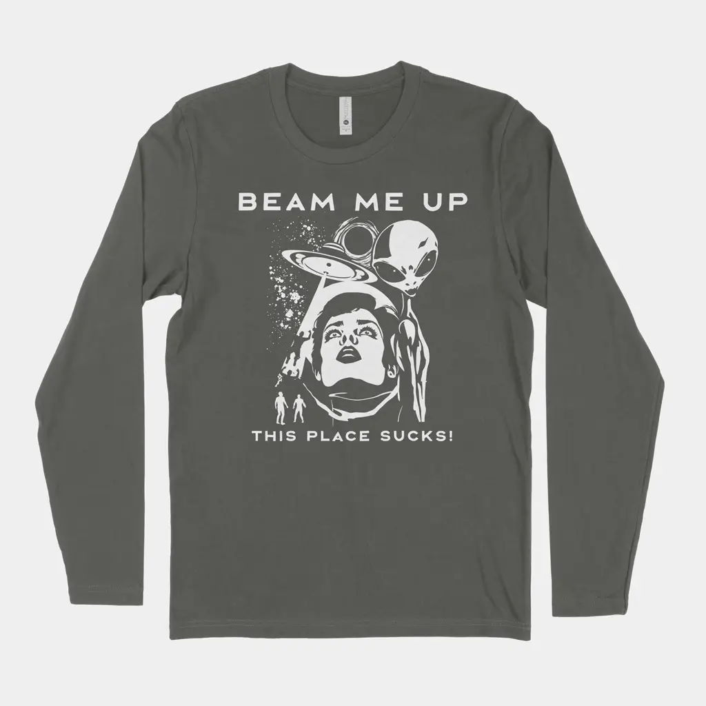 Alternative view of Beam Me Up This Place Sucks raglan sleeve tee